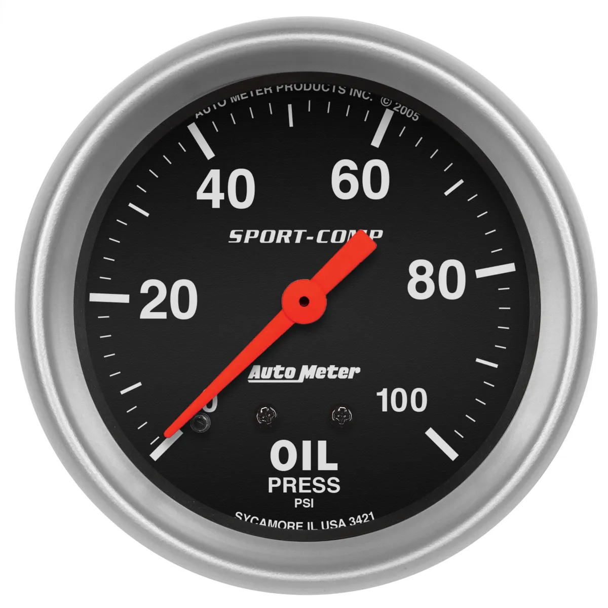 Gauge, Oil Pressure, 2 5/8", 100psi, Mechanical, Sport-Comp product image