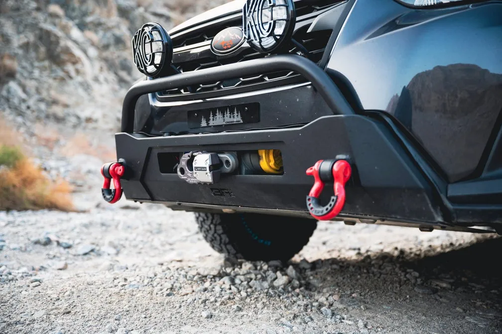HiLine Front Winch Bumper; 3/16 in. Steel Plate; 20 in. Dual Row Light; Textured Black Powder Coat; product image