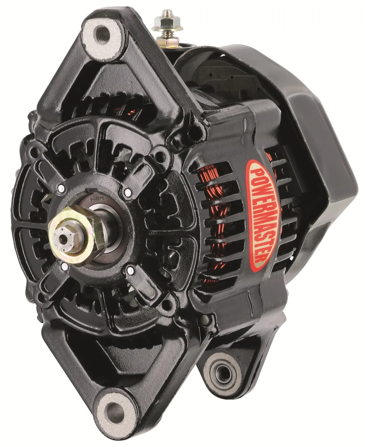 Racing Alternator; 102 mm; Denso Style; Bosch Style Mounting; 115 Amp; 20 Idle; 12 Groove V Type; w/o Pulley; Black; product image