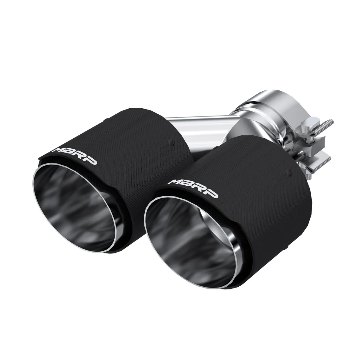 Carbon Fiber Exhaust Tip; 2.5 in. Inlet Diameter; Dual 4 in. Outlet Diameter Out Dual Wall; Carbon Fiber; product image