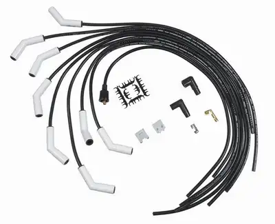 ACCEL Spark Plug Wire Set - Universal - 135 Deg White Ceramic Boots - 9002C, Spark Plug Wires, Pro Fit Ceramic, Spiral Core, 8mm, Black, Set