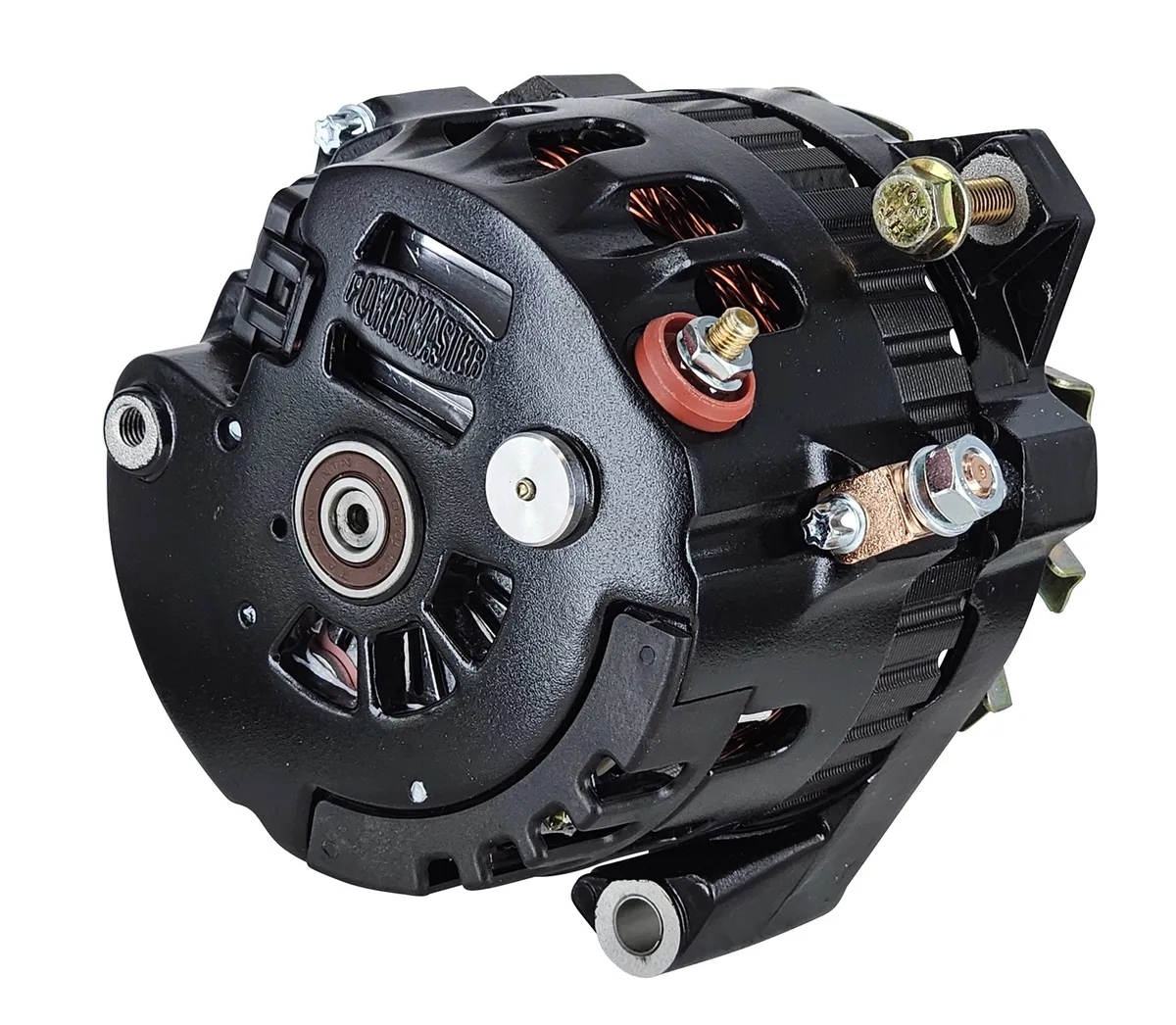 Alternator; CS130 Offset Left; Side Battery Post; 140 Amp; 95 Idle; 6 Groove Pulley; Black; product image