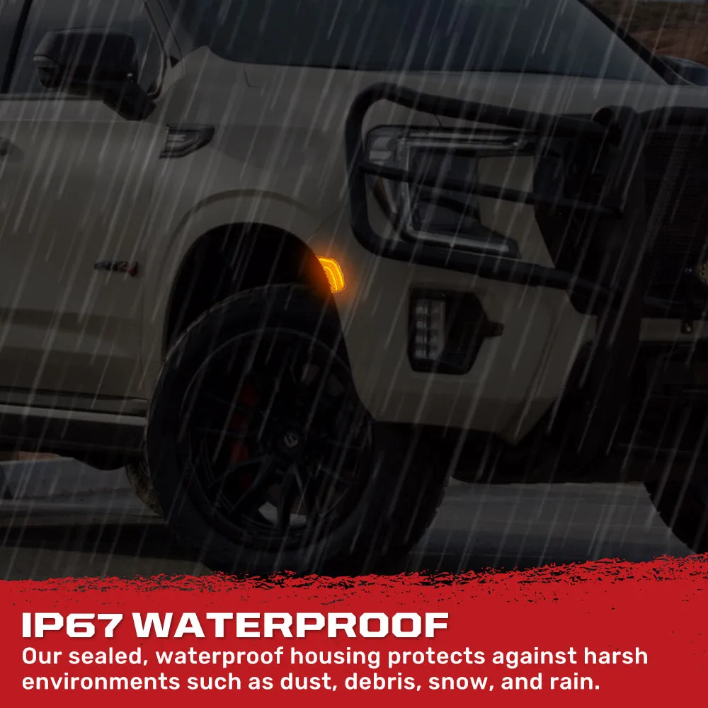 Cadillac 21-24 Escalade & Gmc 21-24 Yukon/Yukon Xl/Yukon Denali (5th Gen) & 21-24 Chevy Tahoe/Suburban (5th Gen) LED Front Fender Lens White or Amber Leds - Smoked or Clear Lens product image