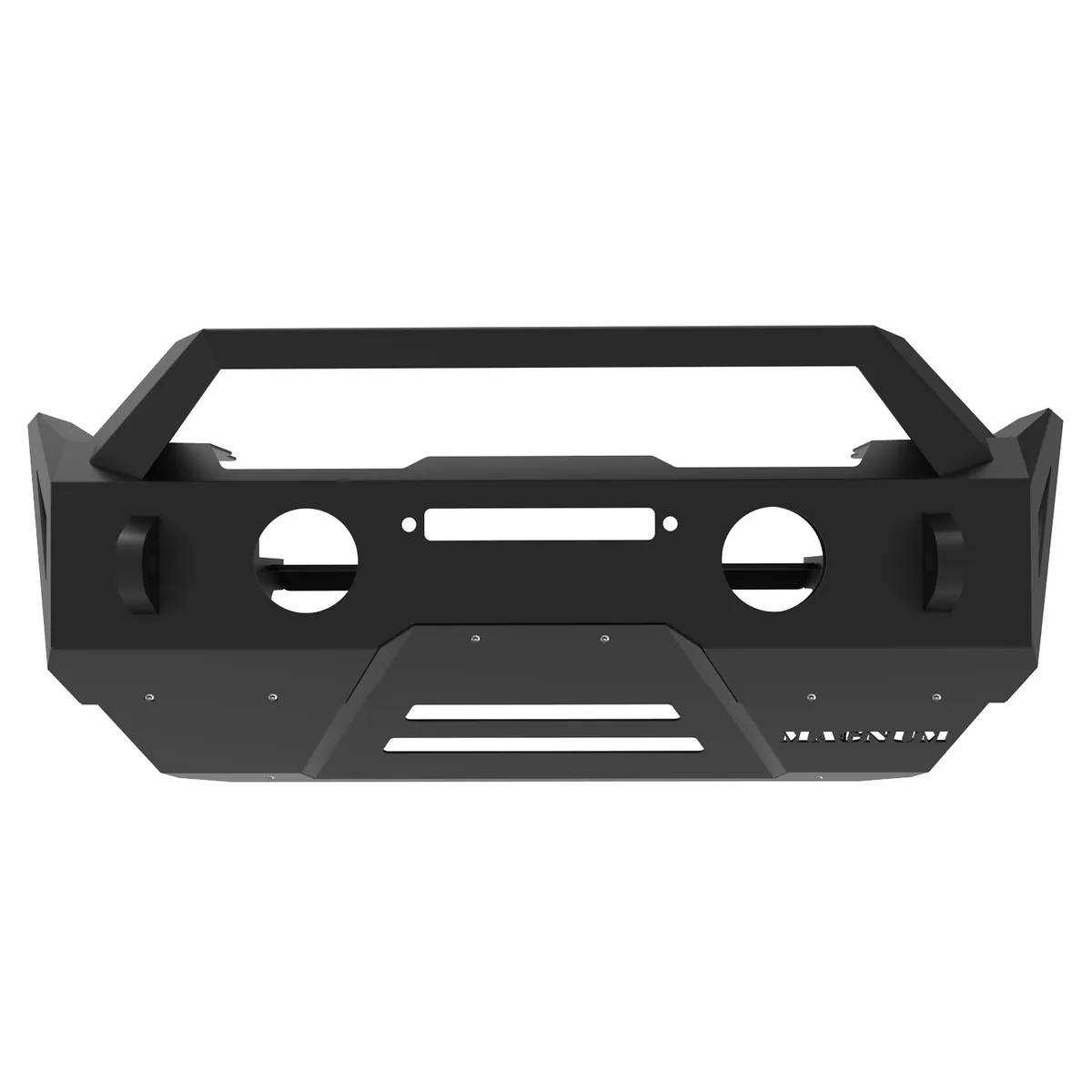 Raptor Series Magnum Front Stubby Winch Ready Bumpers Black Textured Alloy Steel