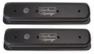 Edelbrock Victor Series valve covers; 1986-95 Chevy 262-400 with left breather hole (centerbolt)