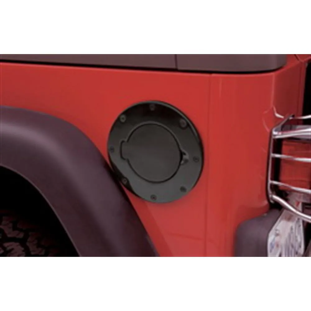 Smittybilt Jeep 97-06 Wrangler Jeep Stainless Billet Style Gas Cover Gloss Black Finish