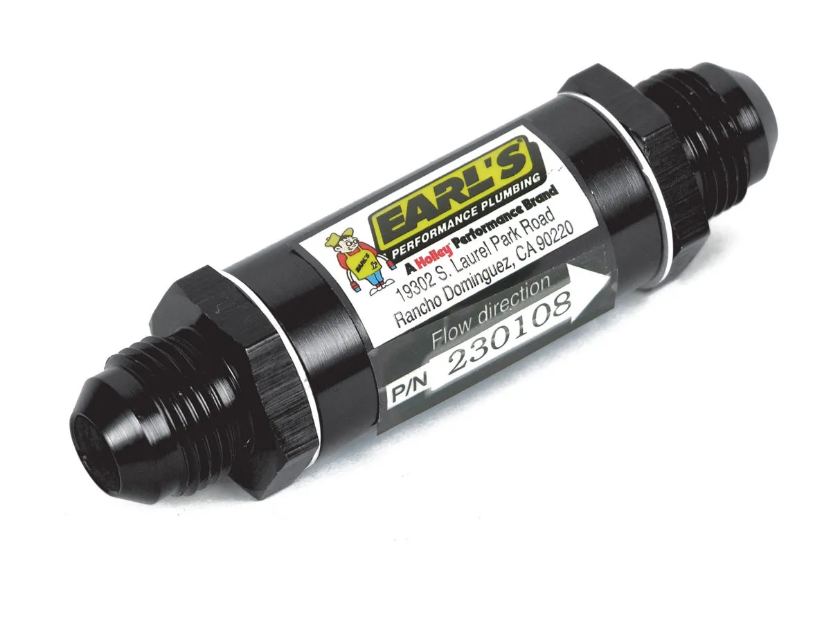 Earl's Fuel Filter w/ Sintered Bronze Element - 35 Micron - 6 AN Male Inlet & Outlet - Black product image