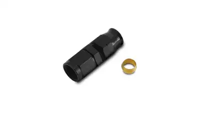 Vibrant Performance Female AN to Tube Adapter Fitting; -8AN; 0.375 in. Tube OD; 6061 Aluminum; Black Anodized; w/Brass Olive Inserts;