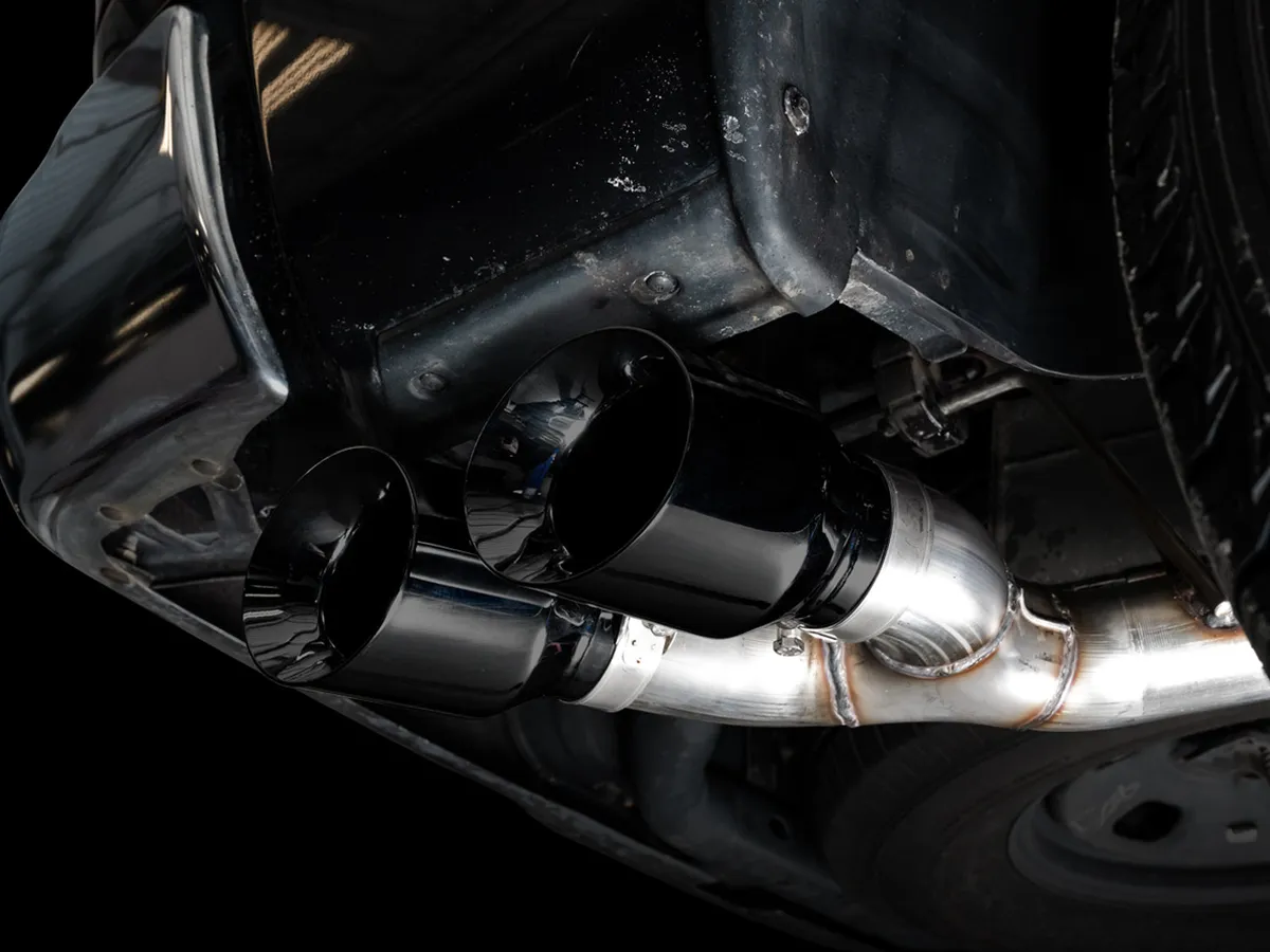 AWE 0FG Single Side Exit Catback Exhaust for 4th Gen RAM 1500 5.7L (without bumper cutouts) - Dual Diamond BlackTips product image