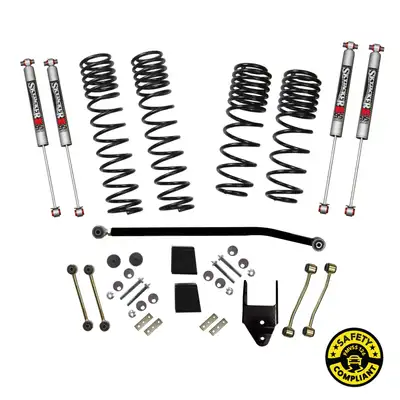 Skyjacker Suspension Lift Kit w/Shock 3.5-4 Inch Lift 18-19 Jeep Wrangler W/Ft. And R. Dual Rate/Long Travel Series Coil Springs Extended Sway Bar End Links Grade 8 Mounting Hdwr M95 Monotube Shocks Skyjacker