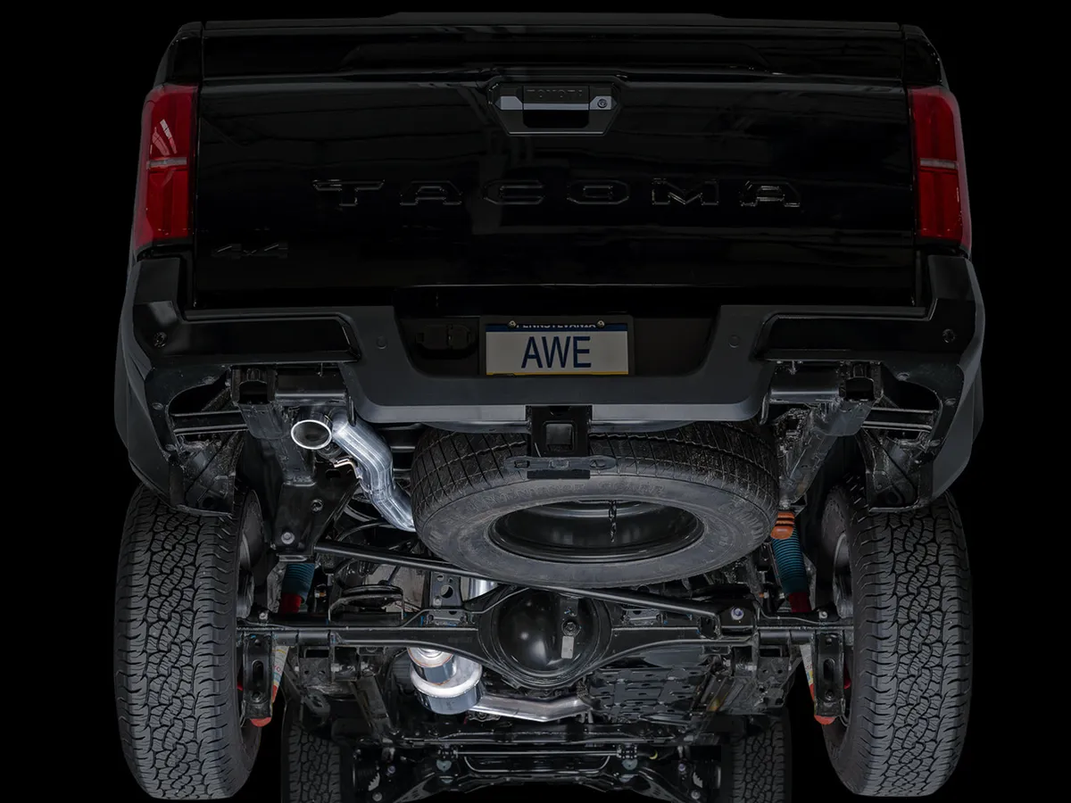 AWE 0FG Exhaust for 4th Gen Toyota Tacoma - Dual Chrome Silver Tips product image