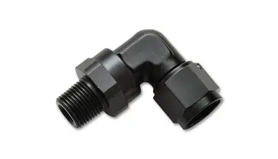 Vibrant Performance 90 Degree Swivel Adapter Fitting; -3AN Female x 0.125 in. NPT Male; 6061 Aluminum; Black Anodized;