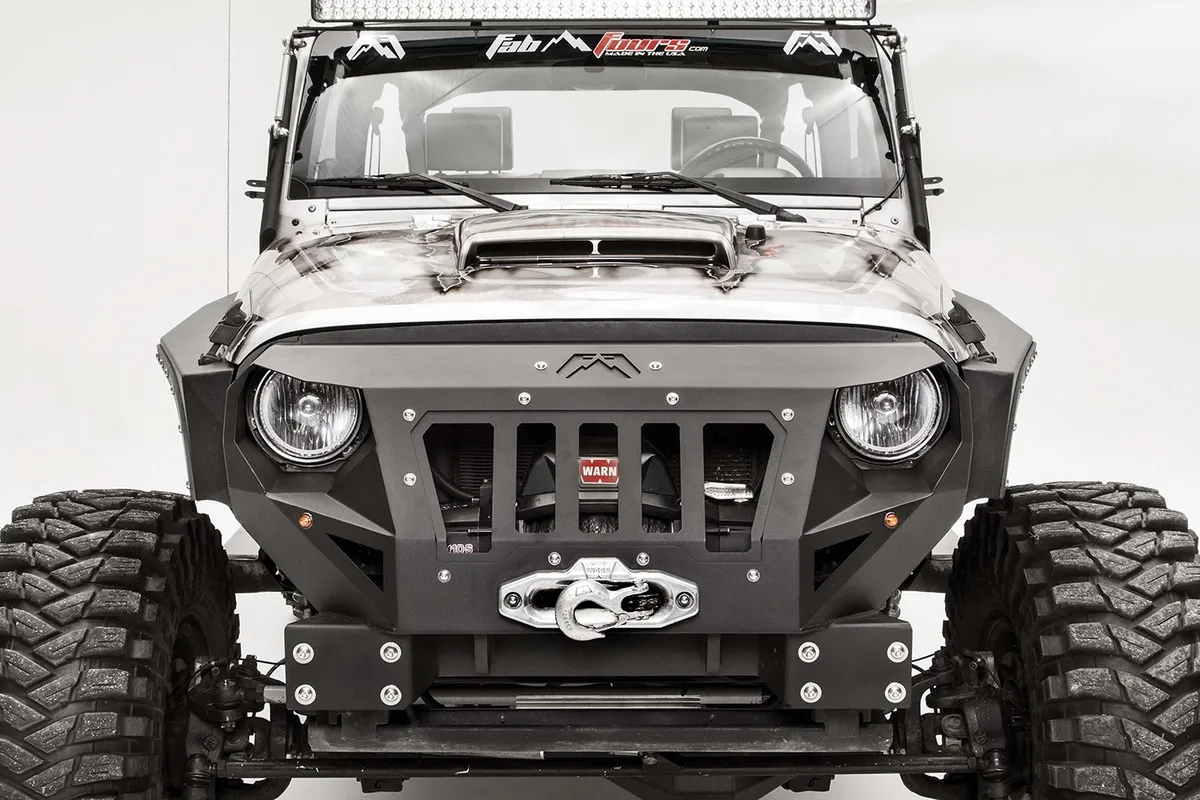 Grumper Grill/Front Bumper; 2 Stage Black Powder Coated; Combines Both Grille And Bumper; product image