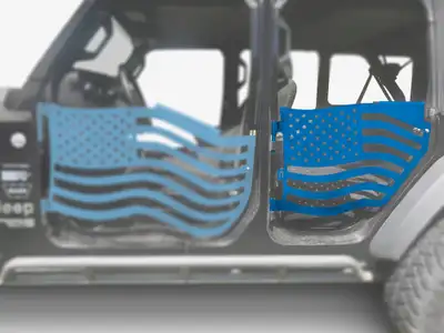Steinjager Doors 2019 to Present Trail, American Flag Design American Flag Playboy Blue
