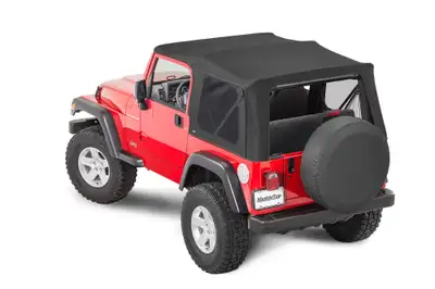 MasterTop Jeep Replacement Top No Doorskins Tinted Glass For 97-06 Wrangler TJ Black MasterTwill MasterTop