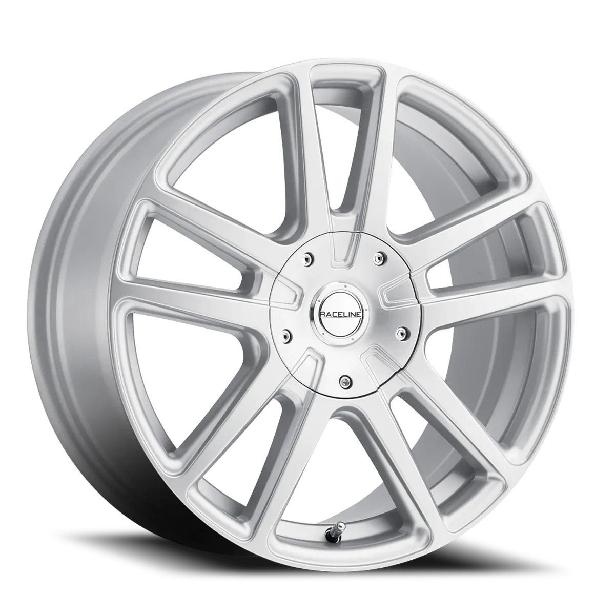 Raceline Wheels Aluminum Wheels 18x8 Encore 145S Hyper Silver Split Spoke 40 Offset 5 on 114.3/5 on 127 Bolt Pattern 72.62 Bore Raceline