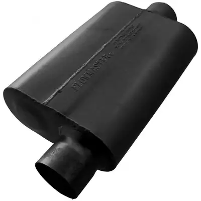 Flowmaster 40 Series Delta Flow Muffler 3.00in IN (O) / OUT (C): ea 16 Gauge Aluminized Steel