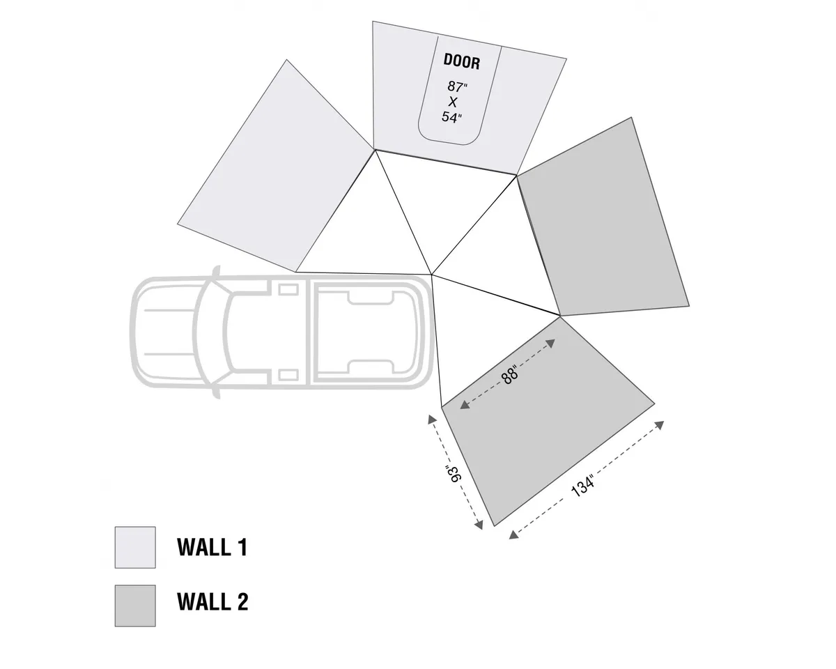 Overland Vehicle Systems Freestanding Passenger Nomadic 270 LT Awning Wall 2 Overland Vehicle Systems product image