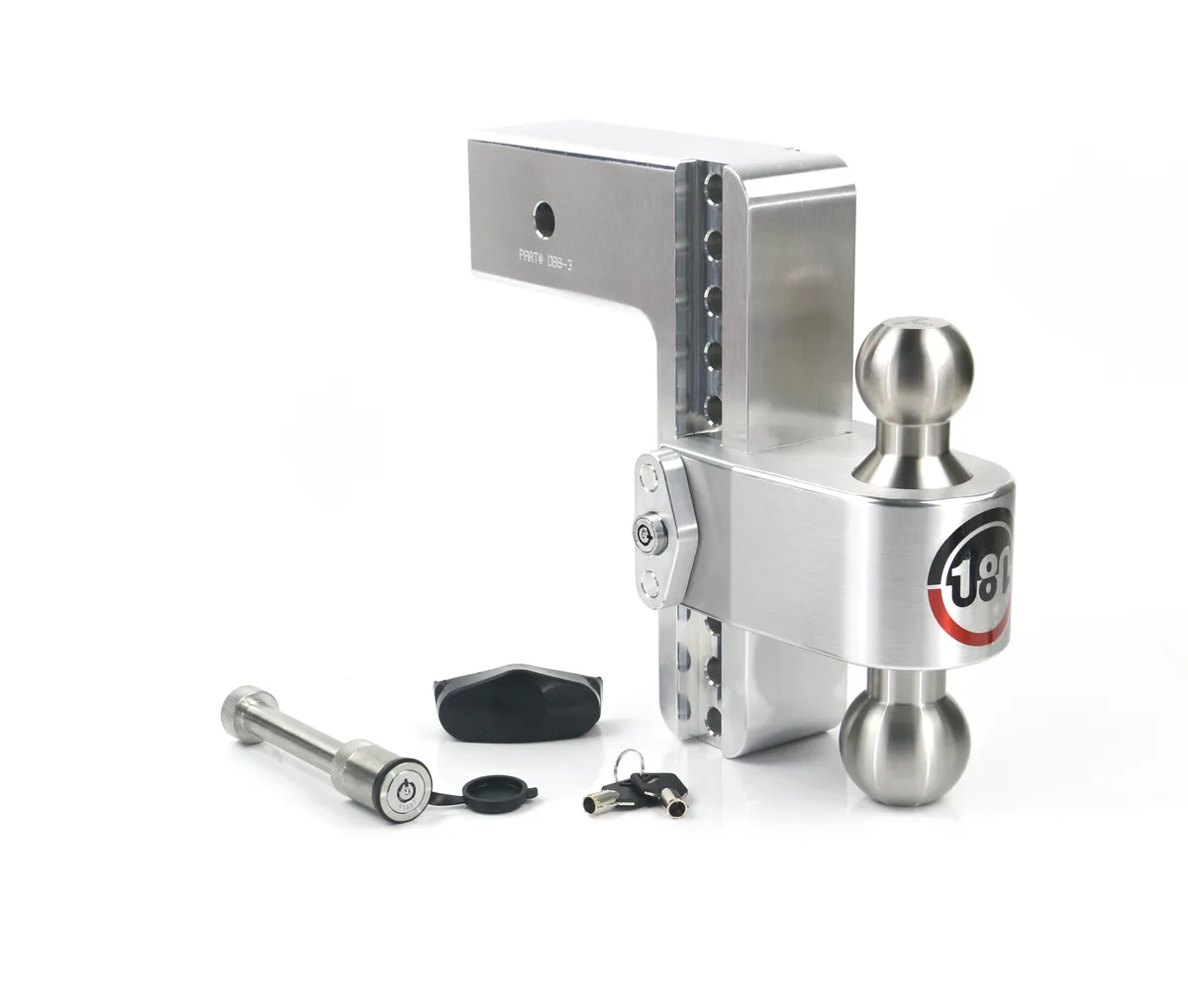 Weigh Safe 180 Hitch Stainless Steel 8in Drop Hitch With 3in Shank (10k/21k Grwr) With Ws05keyed Alike