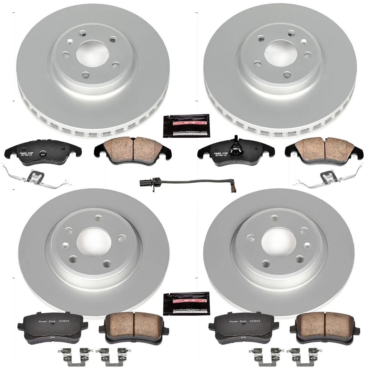 Z23 Sport Geomet Coated Rotor Kit For European Vehicles: Genuine Geomet Fully Coated Rotors; Carbon-Fiber Ceramic Pads W/Hardware; Pad Sensors product image