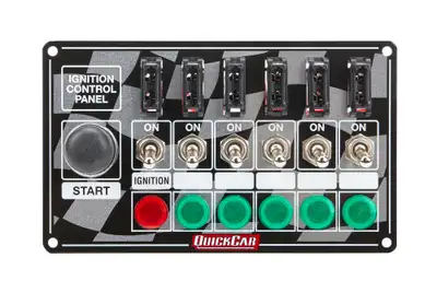 Quickcar Racing Ignition Panel Fused w/Start Button & Lights