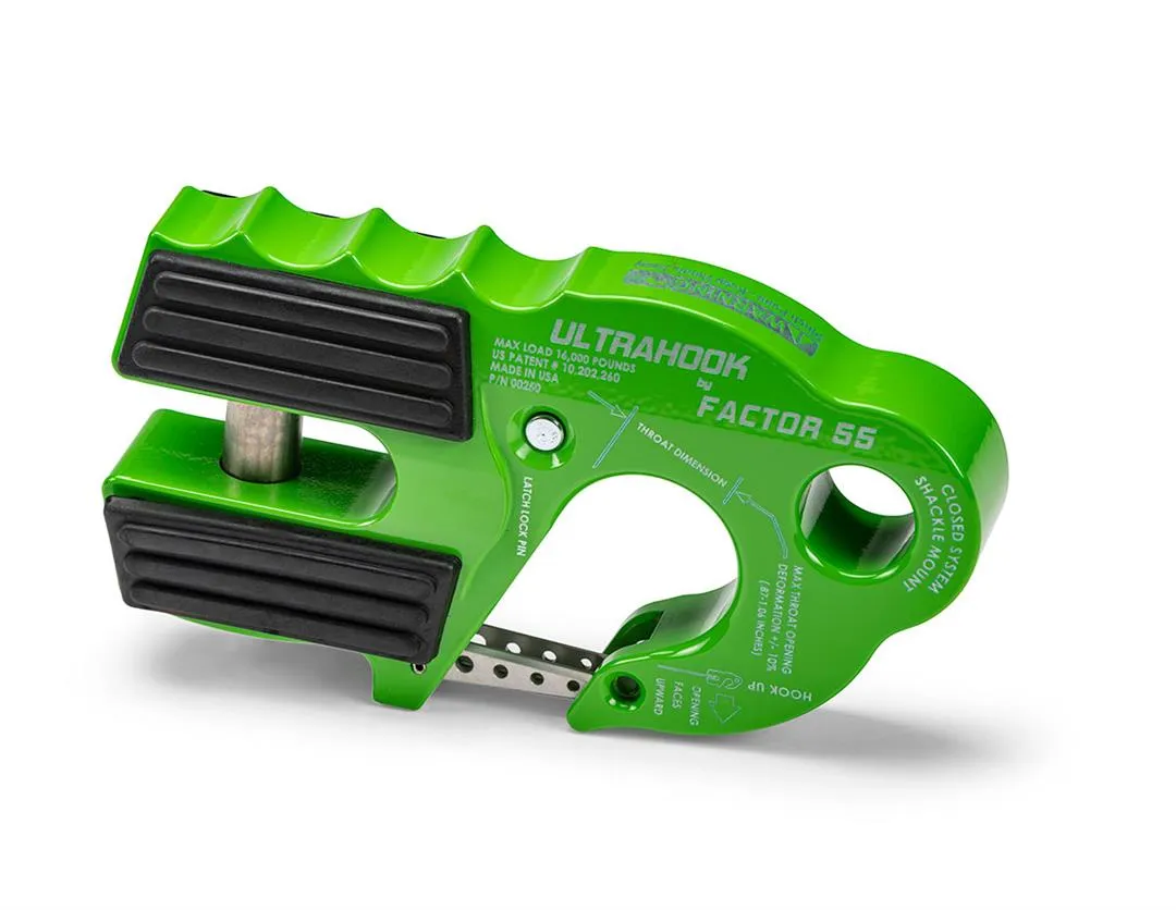Factor 55 00250-08 Ultrahook Winch Hook With Shackle Mount -- Green product image
