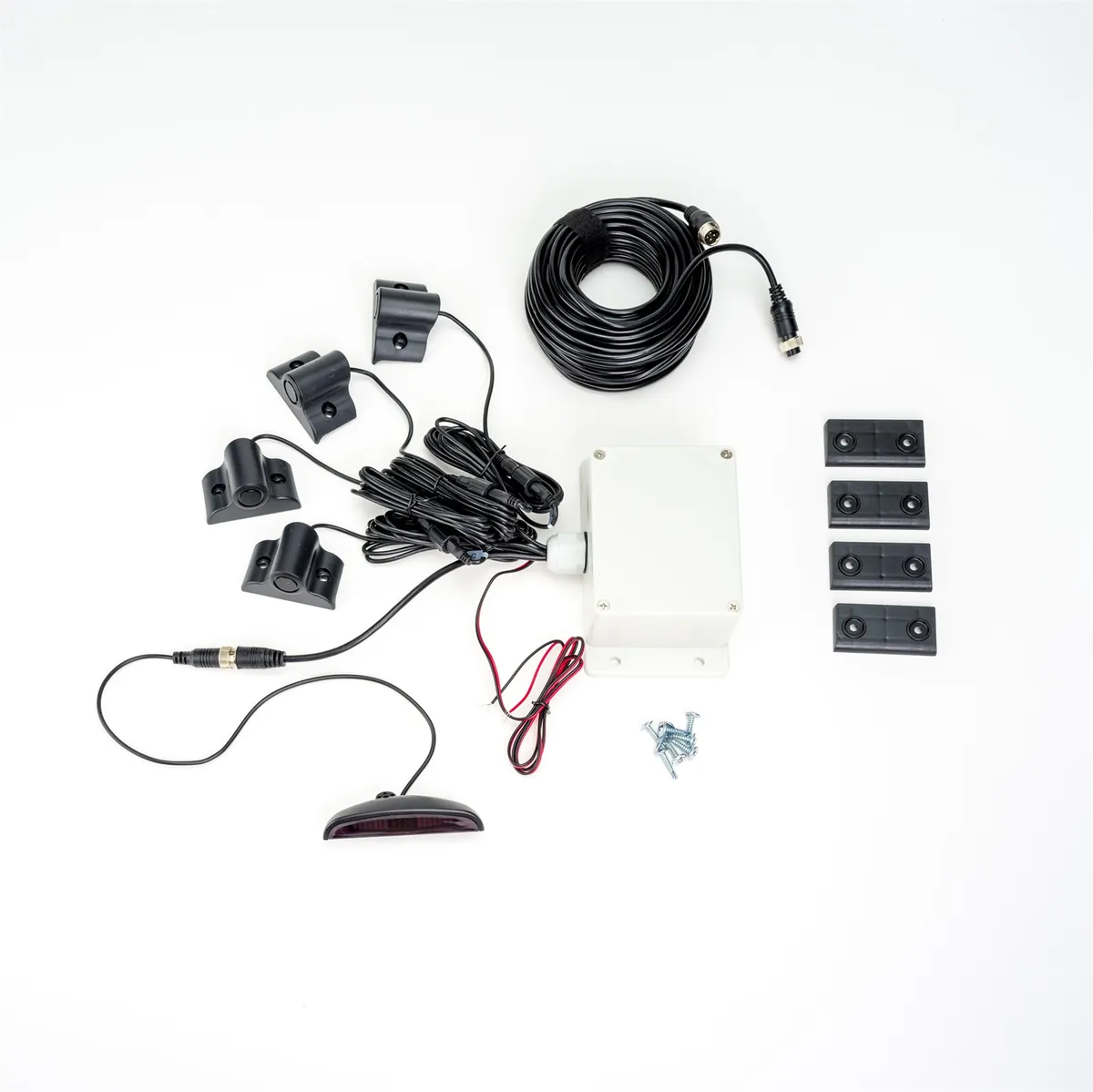 Commercial Backup Sensor System w/4 Sensors; Outside Control Box; LED Display; Detection Range 1ft. to 9.5ft.; Under Bmpr Sensor Mount; 11ft. Sensor Harness/49ft. Display Harness; product image