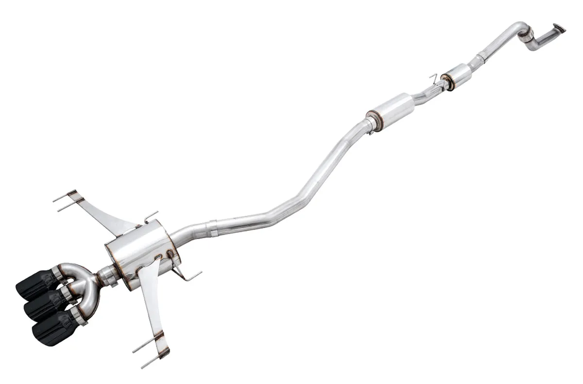 AWE Track Edition Exhaust for FK8 Civic Type R (includes Front Pipe) - Triple Chrome Silver Tips product image