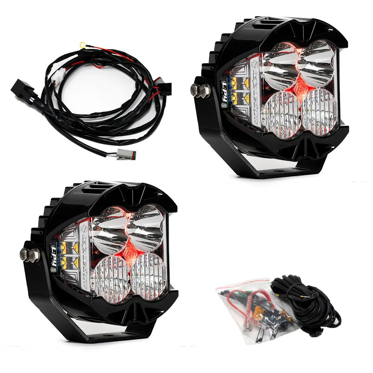 LP4 Pro LED Auxiliary Light Pod Pair Light Pattern Driving/Combo Red Backlight Baja Designs product image