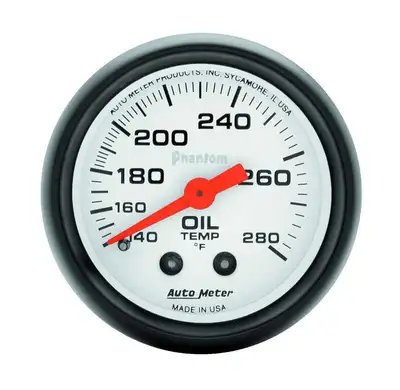 AutoMeter Gauge, Oil Temp, 2 1/16", 140-280?F, Mechanical, Phantom