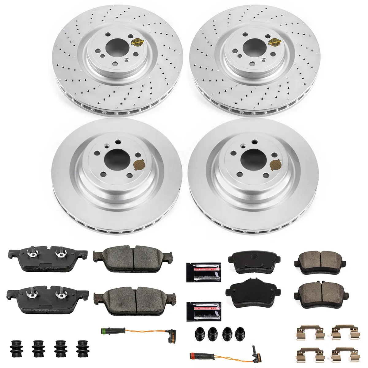 Z23 Sport Geomet Coated Rotor Kit For European Vehicles: Genuine Geomet Fully Coated Rotors; Carbon-Fiber Ceramic Pads W/Hardware; Pad Sensors product image