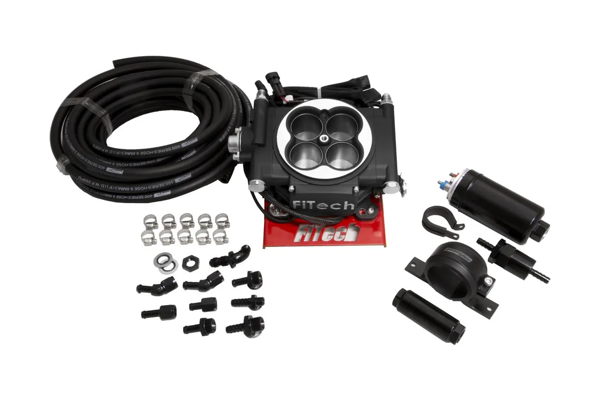 FiTech Fuel Injection FiTech - Go EFI 4 600 HP Matte Black EFI System With Inline Fuel Delivery Master Kit