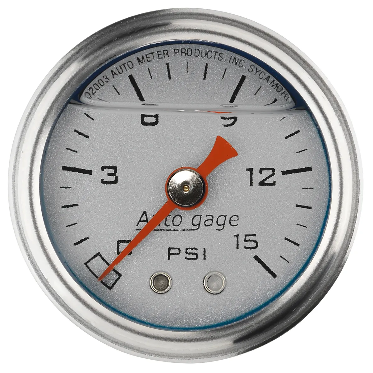 Gauge, Pressure, 1.5" direct mnt, 15psi, Liquid Filled Mech, Slvr, 1/8" NPTF Male product image