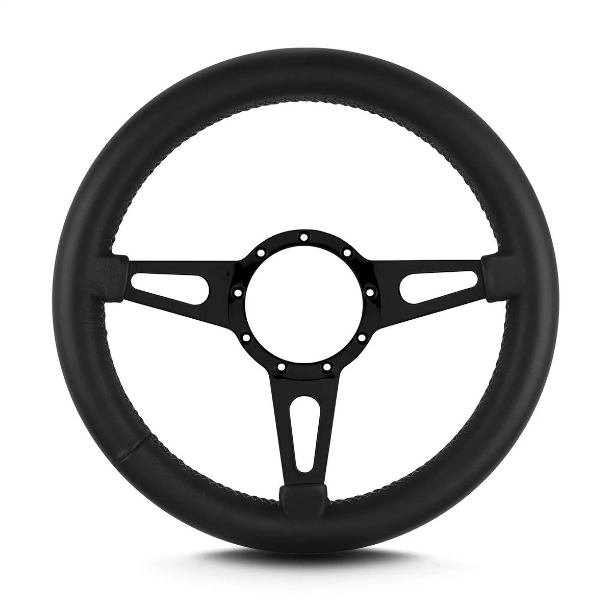 Lokar Lecarra Mark 4 Supreme Steering Wheel; Black; Black Spokes; 14 in. Thick Grip;