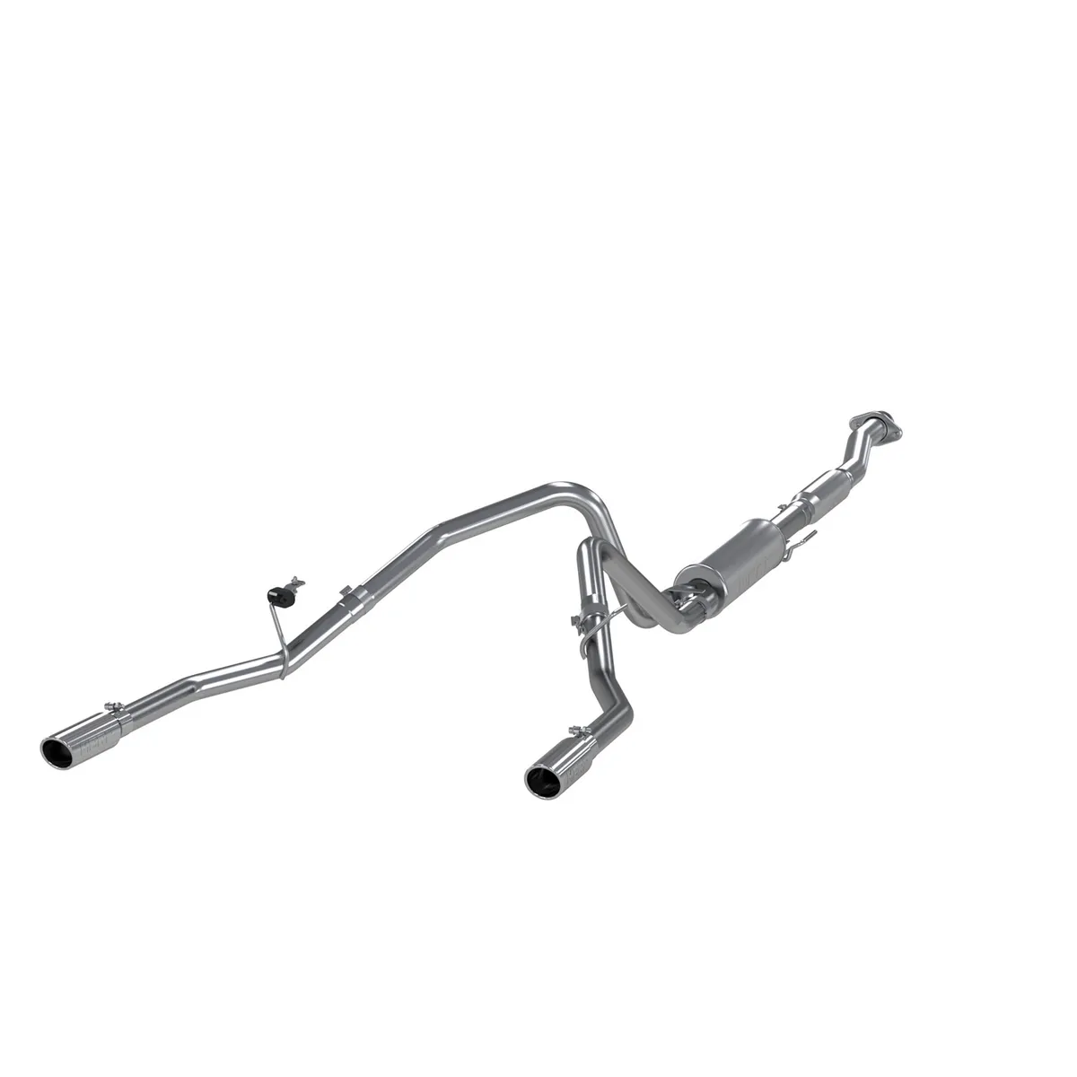 Armor Lite Cat Back Exhaust System; 2.5 in.; Incl. Front Pipe/Ext. Pipe/Muffler/Over Axle Pipes/Tailpipes/Hardware/3.5 in. OD Tips; Dual Split Rear Exit; Aluminized; product image