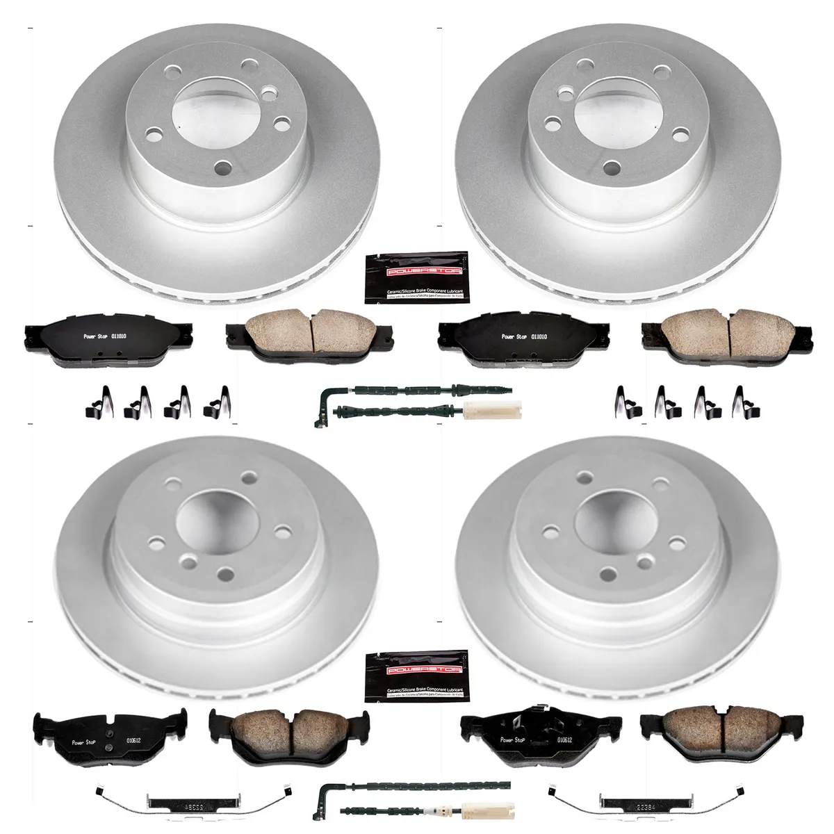 Z23 Sport Geomet Coated Rotor Kit For European Vehicles: Genuine Geomet Fully Coated Rotors; Carbon-Fiber Ceramic Pads W/Hardware; Pad Sensors product image