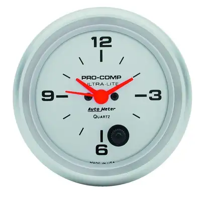 AutoMeter Gauge, Clock, 2 5/8", 12Hr, Analog, Ultra-Lite