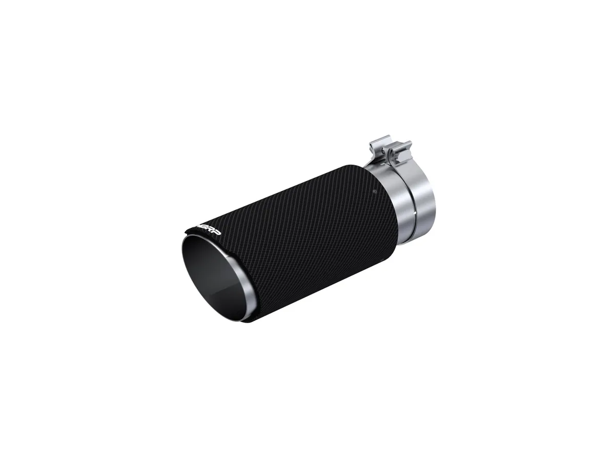 Carbon Fiber Exhaust Tip; 4 in. Inlet Diameter; 5 in. Outlet Diameter; Angle Cut; Dual Wall; product image