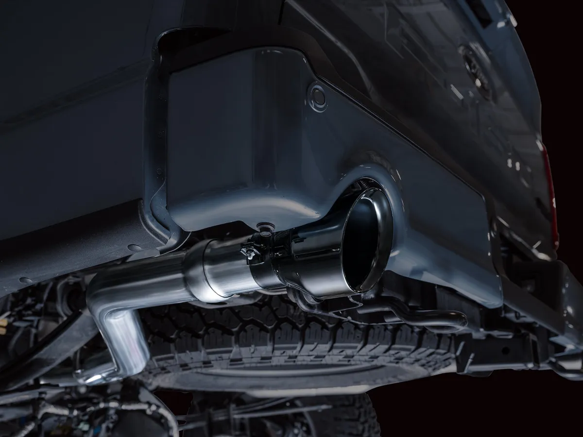 AWE 0FG Resonated Catback for 21 Ford F-150 Tremor (With Bumper Cutouts) - Chrome Silver Tips 3015-32402 product image