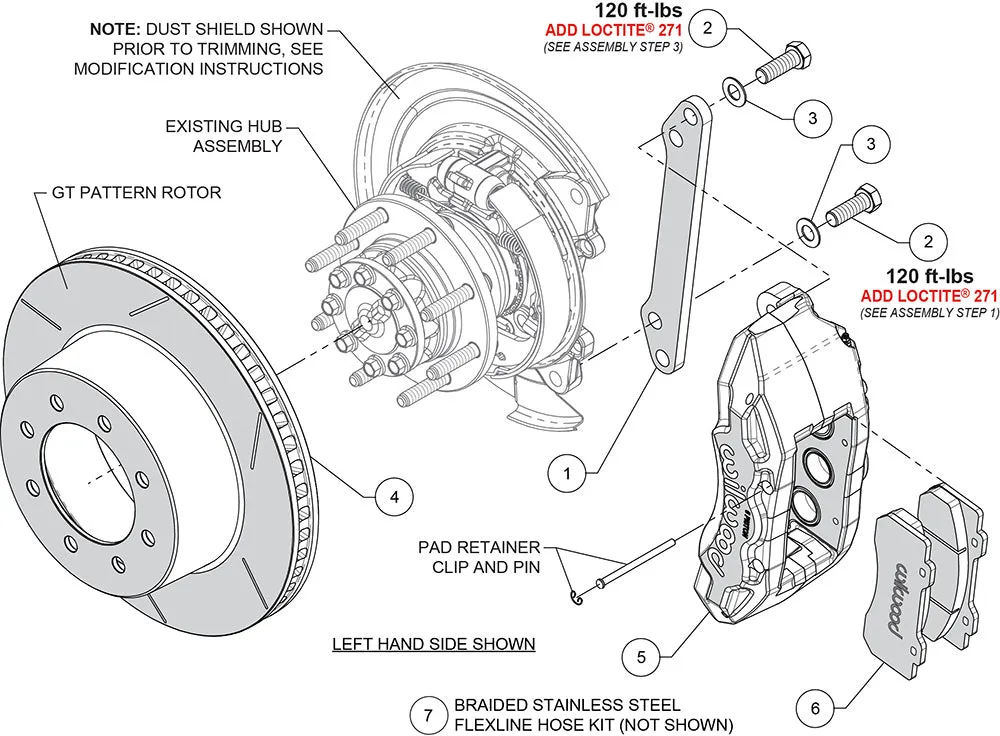 23c F250/F350 Tx6dm Big Brake Truck Front Brake Kit 15.5in Rotor w/ Lines Red product image