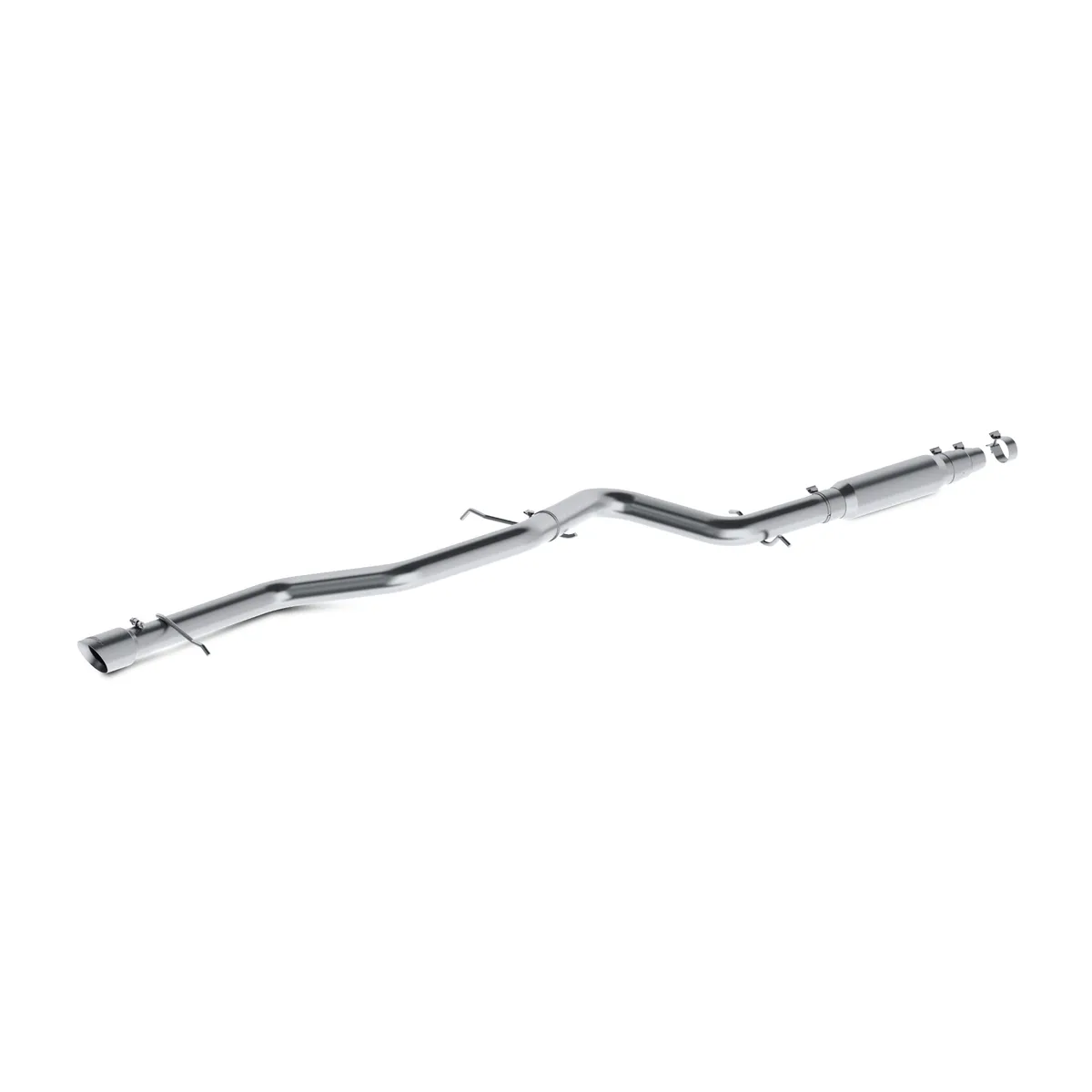 Armor Plus Cat Back Exhaust System; 3 in.; Incl. Adapter/Over Axle Pipe/Muffler/Tailpipe/Hardware/4 in. OD Tip; Single Rear Exit; 409 Stainless Steel; product image