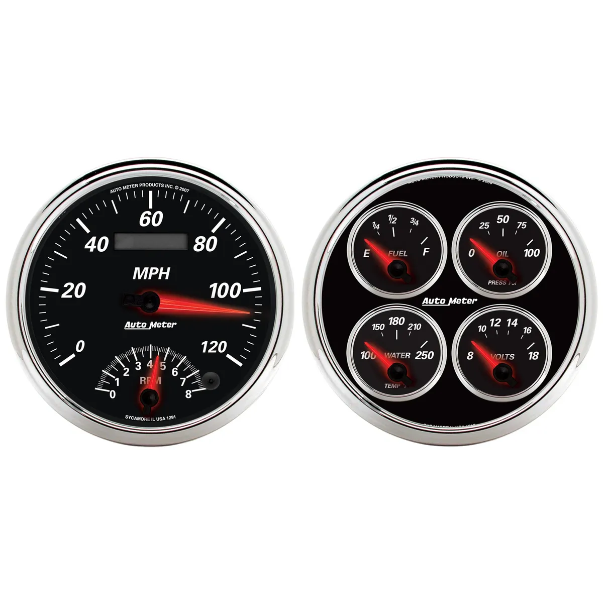 2 Pc. Gauge Kit, 5 In. Quad & Speedometer, 240-33 o, Designer Black II product image