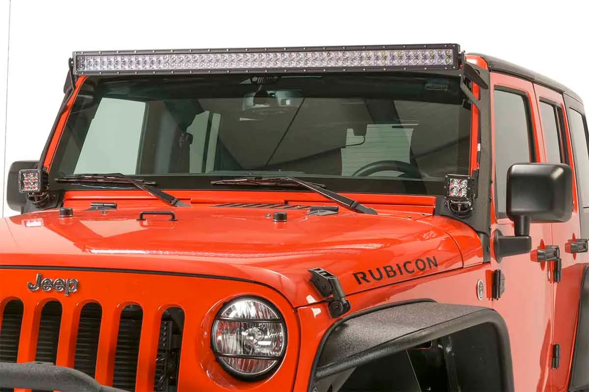 Jeep JK Euro Headlight Guards Pair 07-18 Wrangler JK Textured Black Kentrol product image