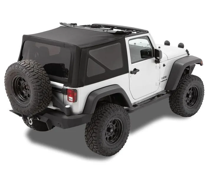 Bestop Replace-A-Top for OEM Hardware For Jeep 2010-2018 Wrangler JK 2 Door Tinted Black Premium Twill No Door Skins Included Bestop