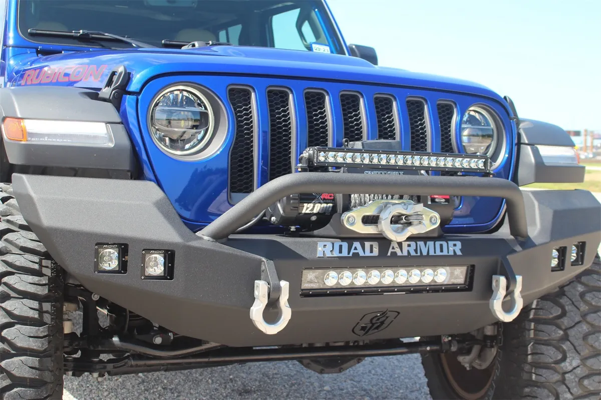 Stealth Front Full Width Winch Bumper Sheet Metal Pre-Runner Guard | Rubicon Only - Texture Black 2018-2025 Jeep JL JLU JT product image