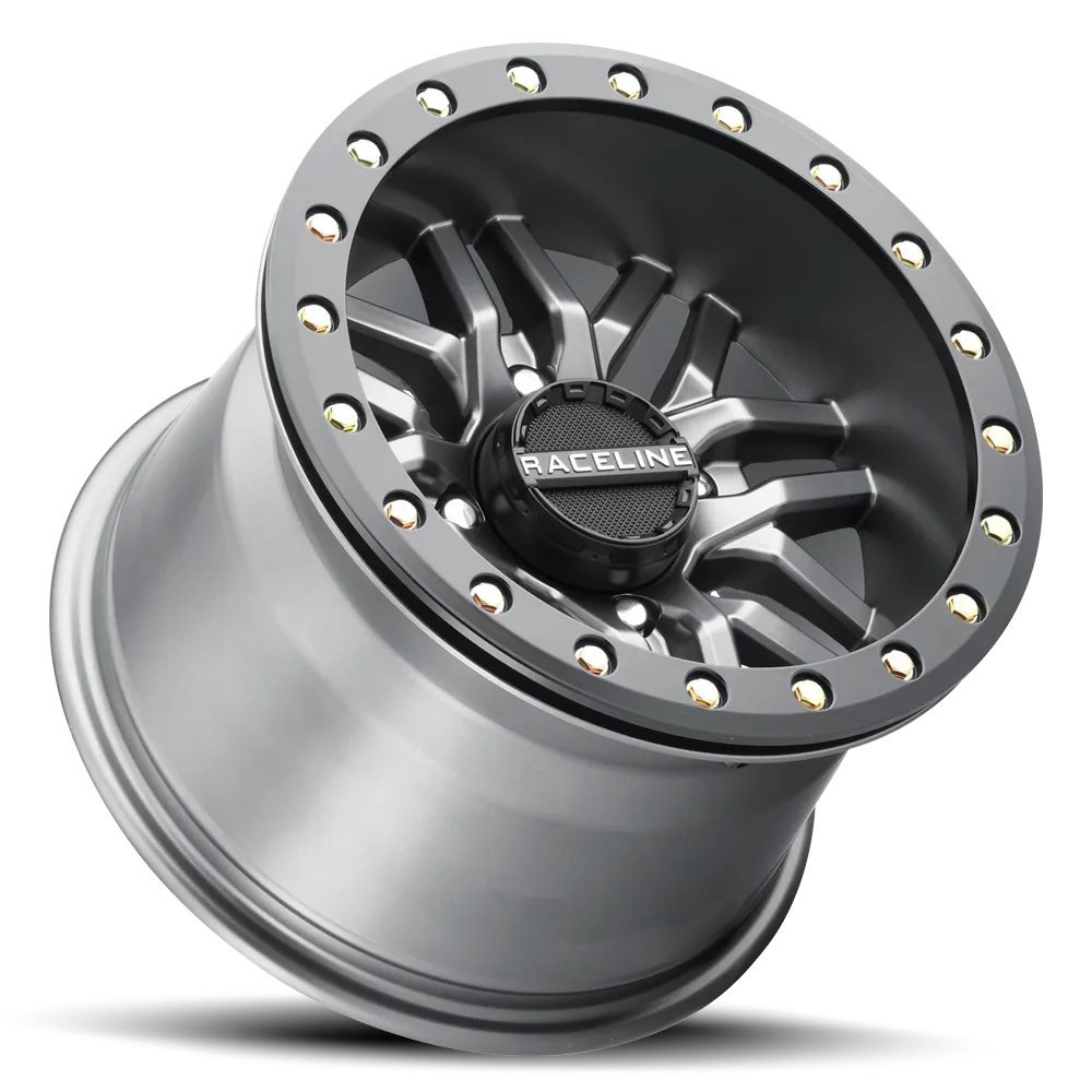 Aluminum Wheels 15x7 Ryno Beadlock UTV A91G Matte Dark Gunmetal Grey 10 Offset 4 on 137 Bolt Pattern 113.9 Bore Raceline product image