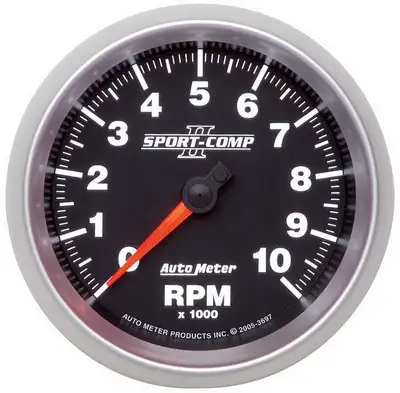 AutoMeter Gauge, Tachometer, 3 3/8", 10k RPM, In-Dash, Sport-Comp II