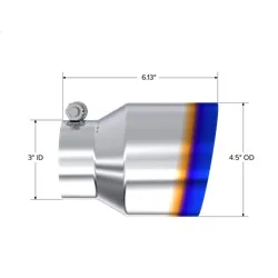 Armor Pro Burnt End Tip; T304 Stainless Steel; 3 in. Inlet; 4.5 in. OD. Out; Angle; 6.13 in. Length; product image