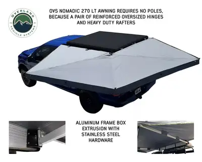 Overland Vehicle Systems Overland Vehicle Systems Nomadic 270 LT Awning - Driver Side - Dark Gray w/ Black Cover