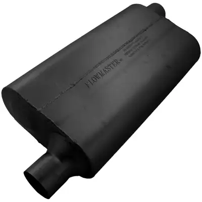 Flowmaster 50 Series Delta Flow Muffler 2.25in IN (O) / OUT (O) Opposite Side Offsets: ea 16 Gauge Aluminized Steel